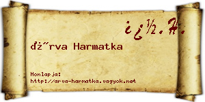 Árva Harmatka névjegykártya